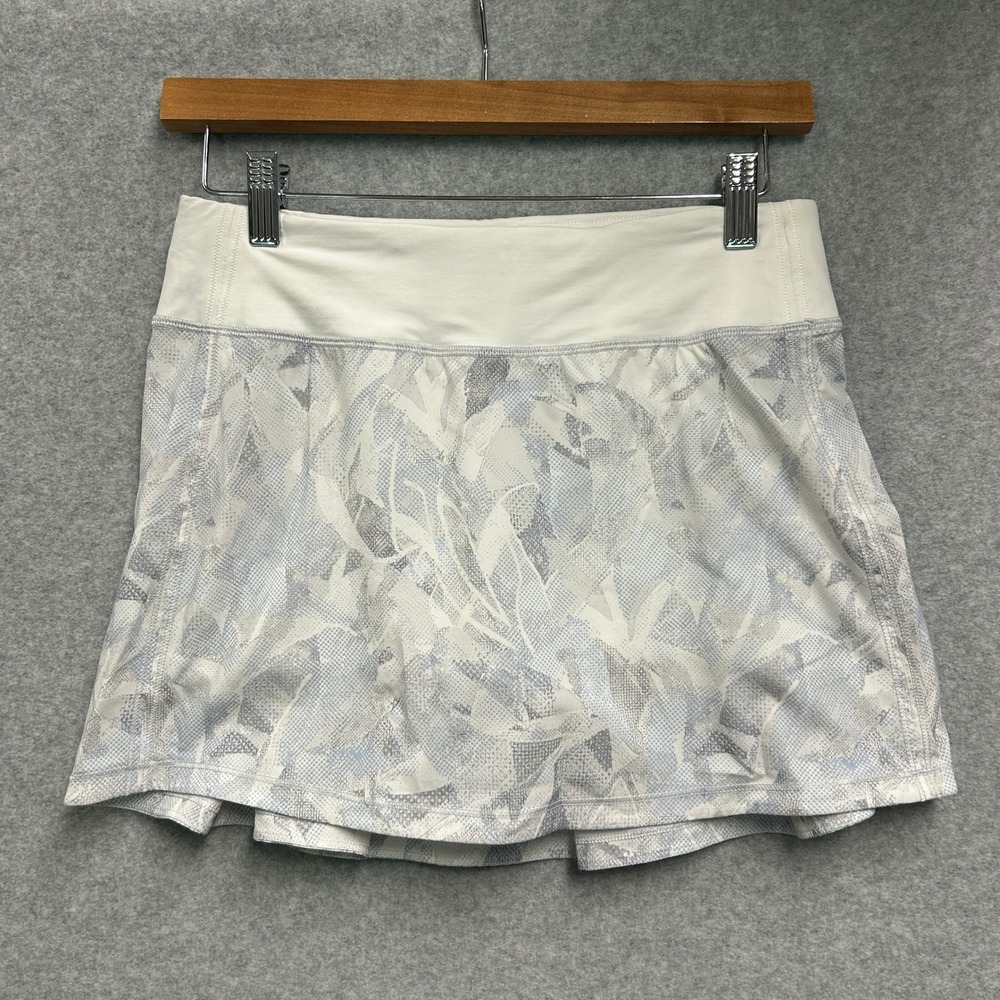 Lululemon Size 4 Pace‎ Rival Skirt Skort Jasmine White Gray Golf Tennis Sporty